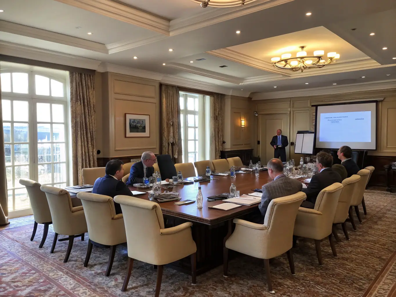 An image of a conference in Edinburgh, highlighting the scenic beauty of the city alongside the professional atmosphere of the event. The photo should capture the essence of a high-level business gathering.